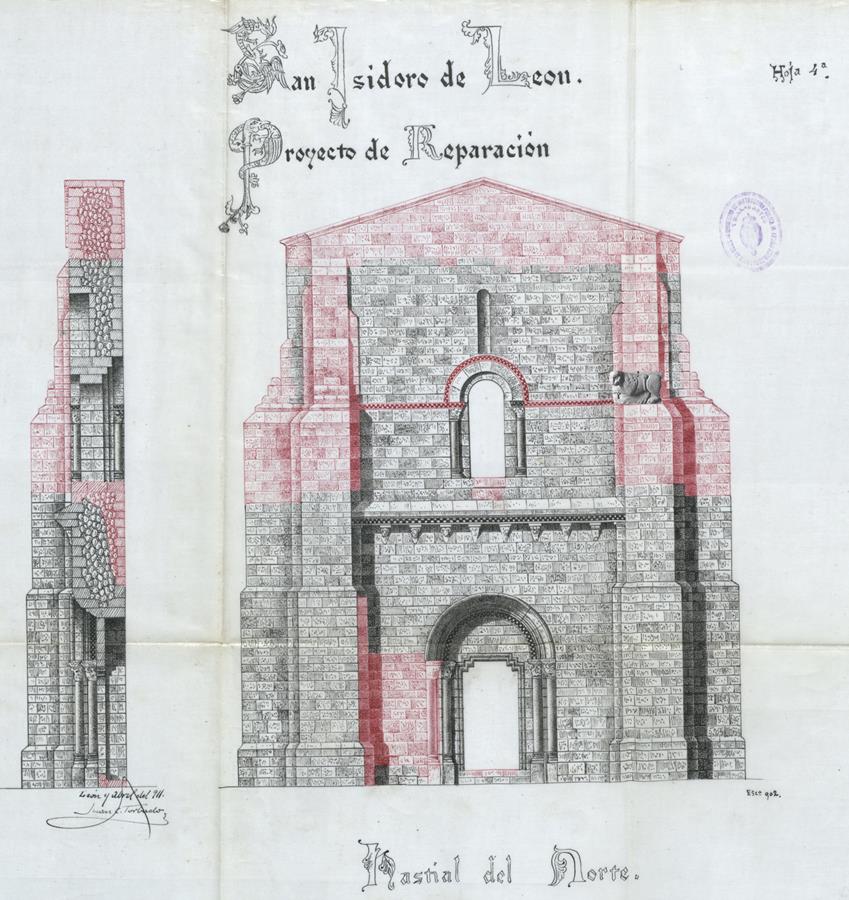 Reconstrucción de la Portada norte del transepto de San Isidoro