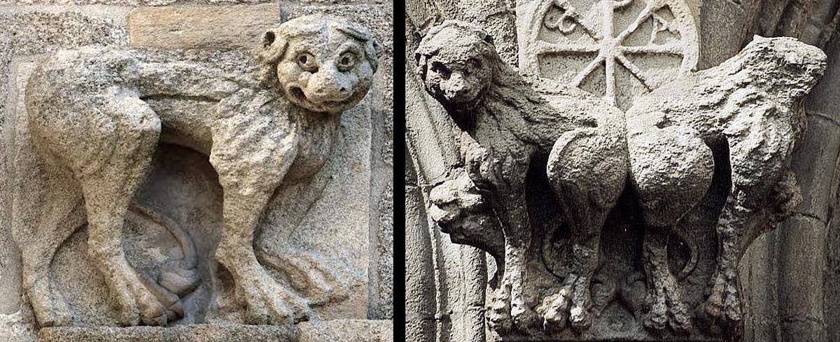 Leones de la fachada de Platerías de la catedral de Santiago