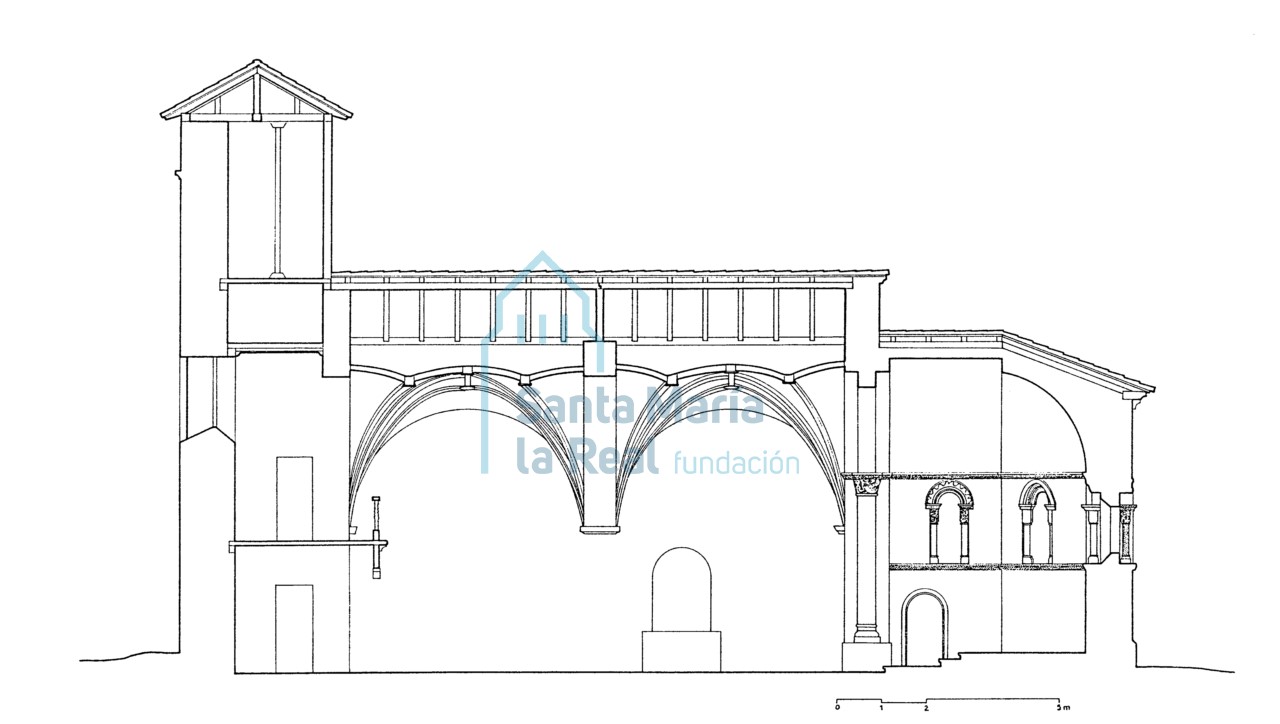 Sección longitudinal, antes de la restauración