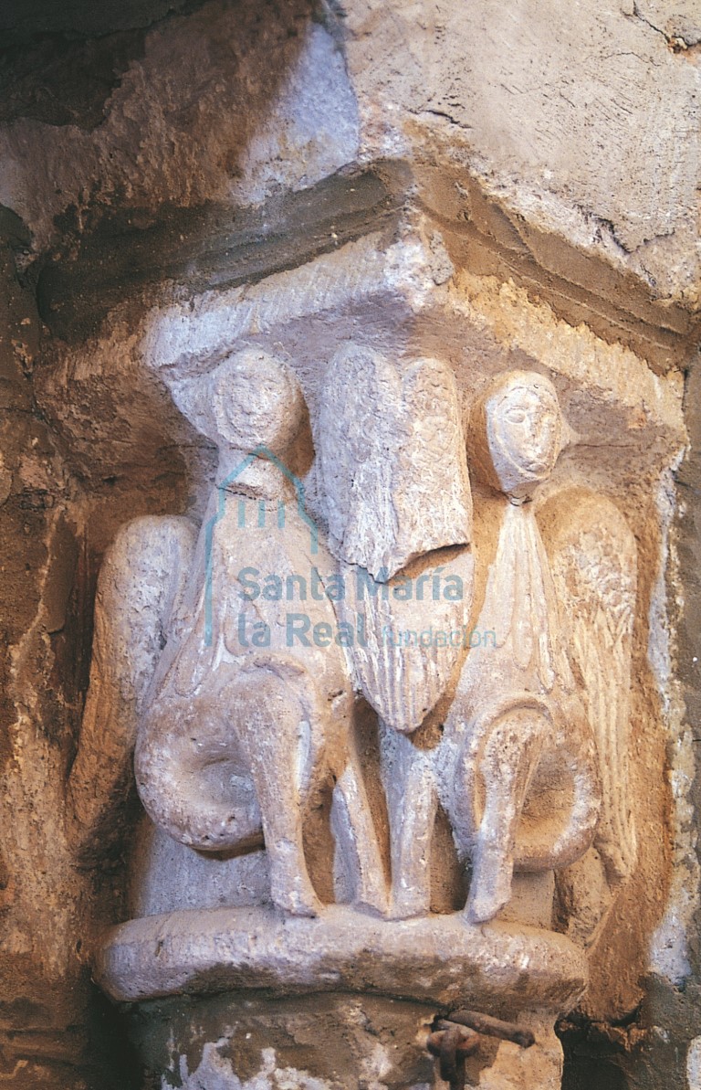 Capitel del presbiteriocon con arpías