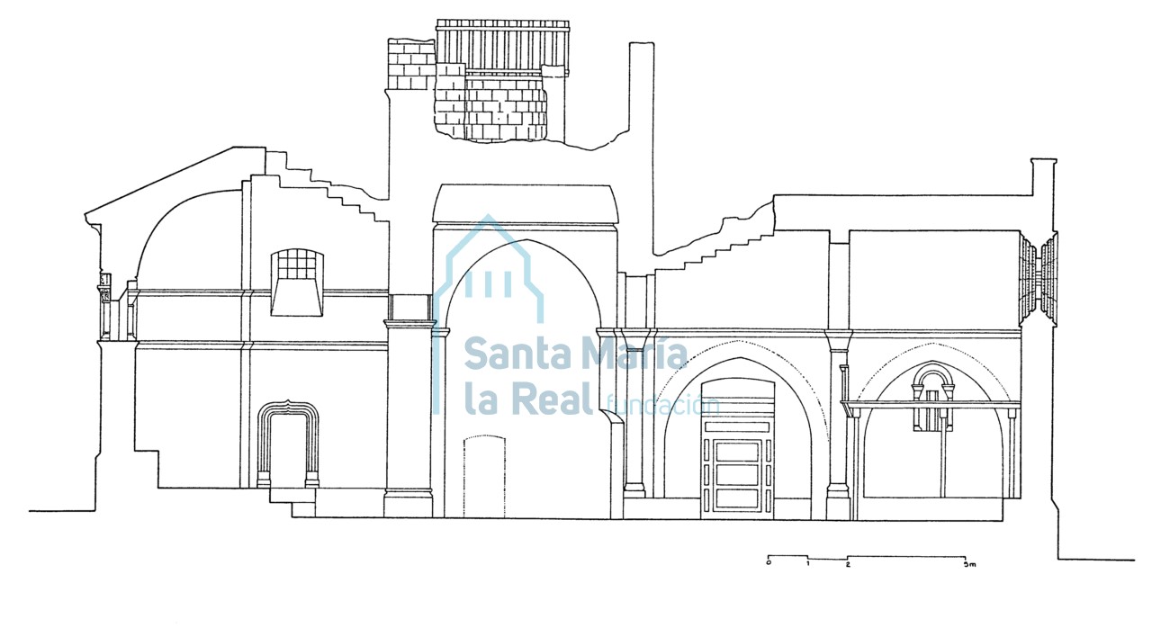 Sección longitudinal, antes de la restauración