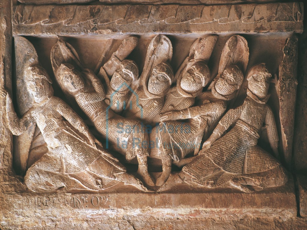 Detalle del relieve de la guardia delante del sepulcro de Jesús, en el  Entierro y Resurrección
