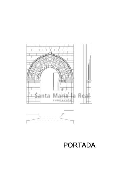 Alzado, planta y sección de la portada