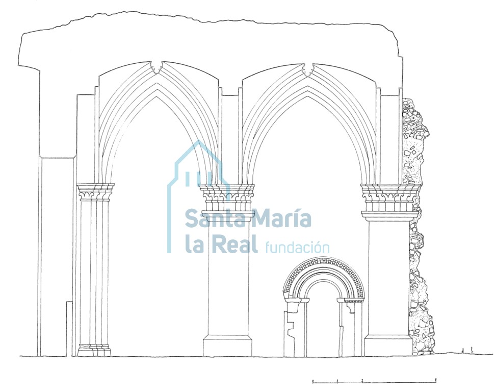 Sección longitudinal capilla de San Mancio