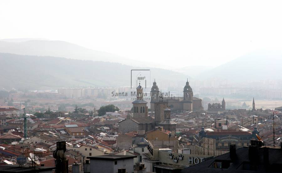 Vista de Pamplona con la catedral al fondo