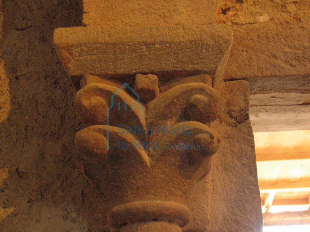 Capitel de la arquería del lado derecho del interior de la cabecera. Motivos vegetales
