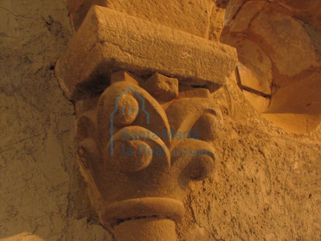 Capitel de la arquería del lado derecho del interior de la cabecera. Motivos vegetales