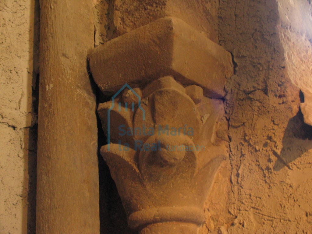 Capitel de la arquería del lado derecho del interior de la cabecera. Motivos vegetales