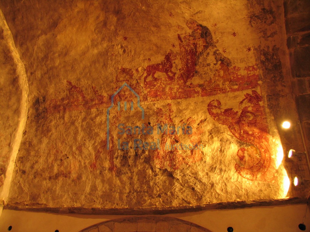 Pinturas murales en el lado derecho de la bóveda del presbiterio