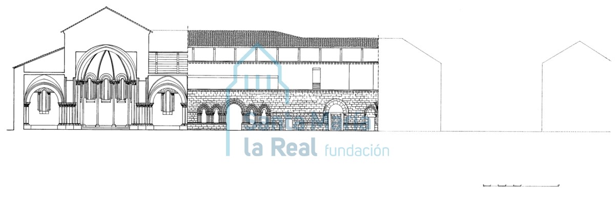 Sección transversal por la nave de la iglesia