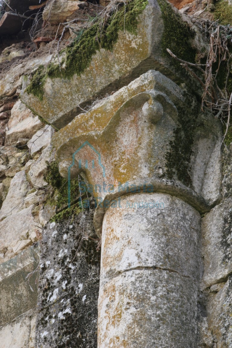 Capitel con frutos del interior de la nave