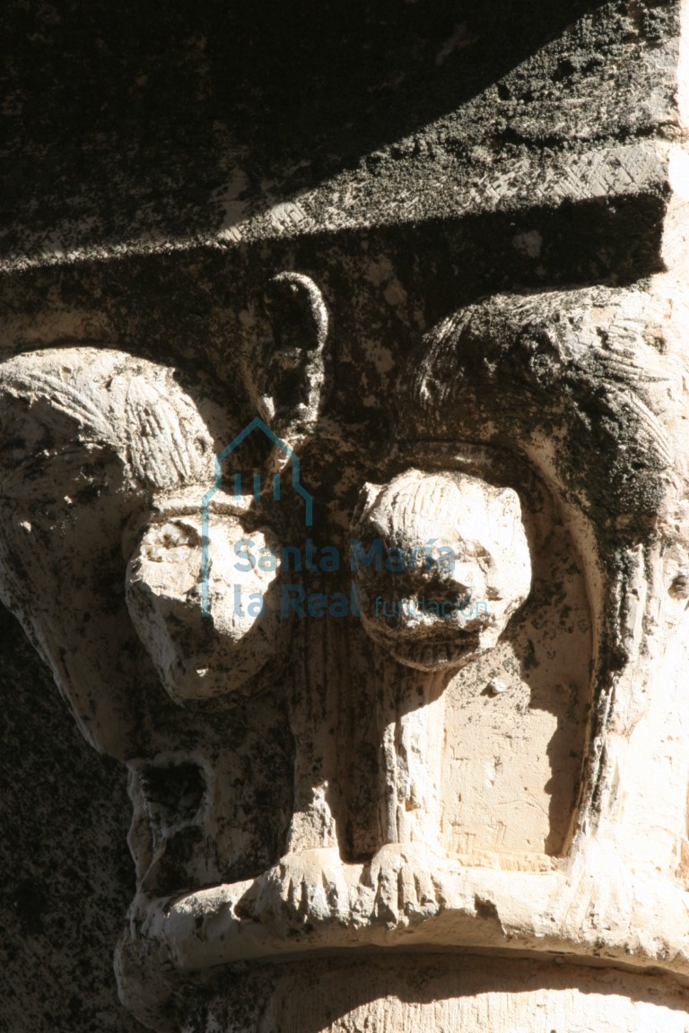 Detalle de un capitel de la nave. Pareja de felinos