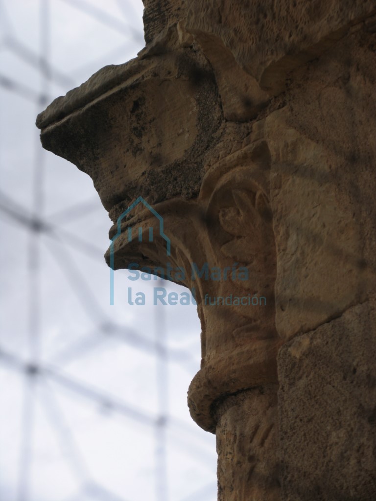Capitel vegetal de una de las troneras del tercer piso de la torre