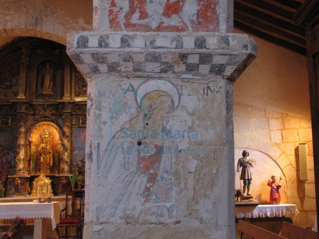 Detalle pictórico con  figura de santo