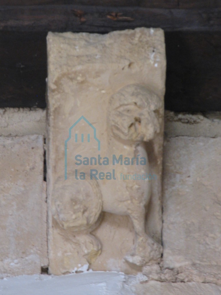 Canecillo  de una figura de animal en la nave sur