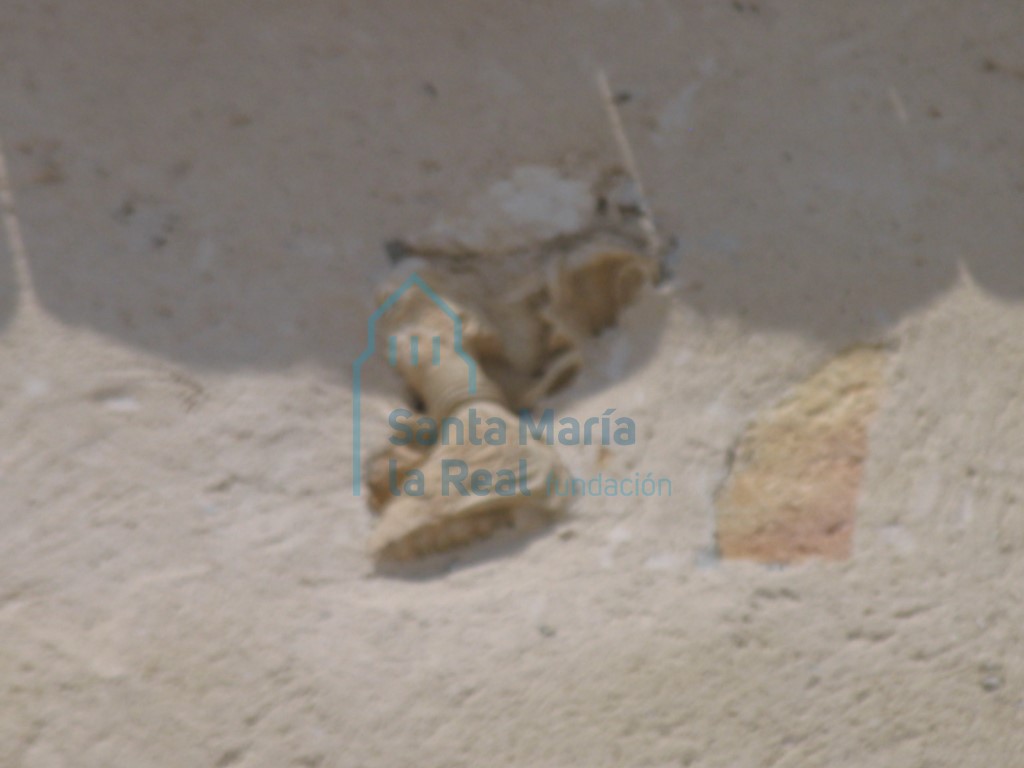 Arpía en un capitel reutilizado del muro sur