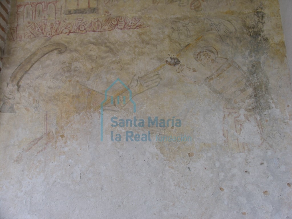 Restos de pintura mural gótica, en el pórtico