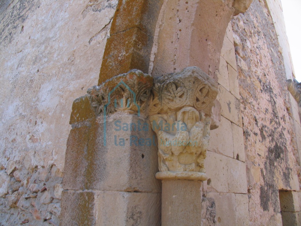 Capitel de grifos en la portada