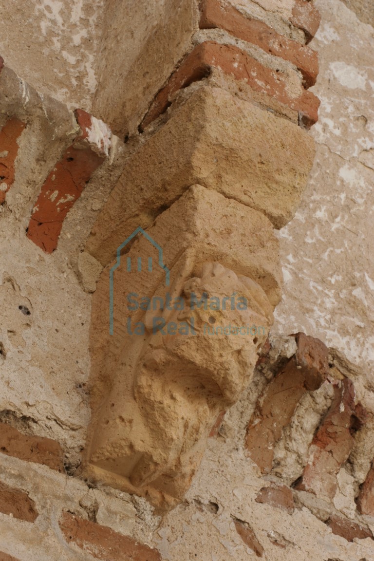 Detalle de la ménsula del lado sur que representa un monstruo con las fauces abiertas Detalle de la ménsula del lado sur que representa un monstruo con las fauces abiertas