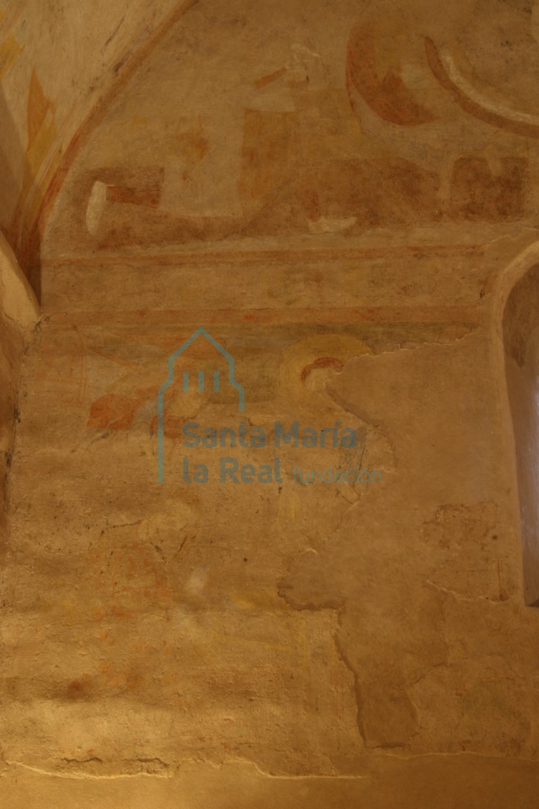 Detalle de las improntas en el testero de la capilla