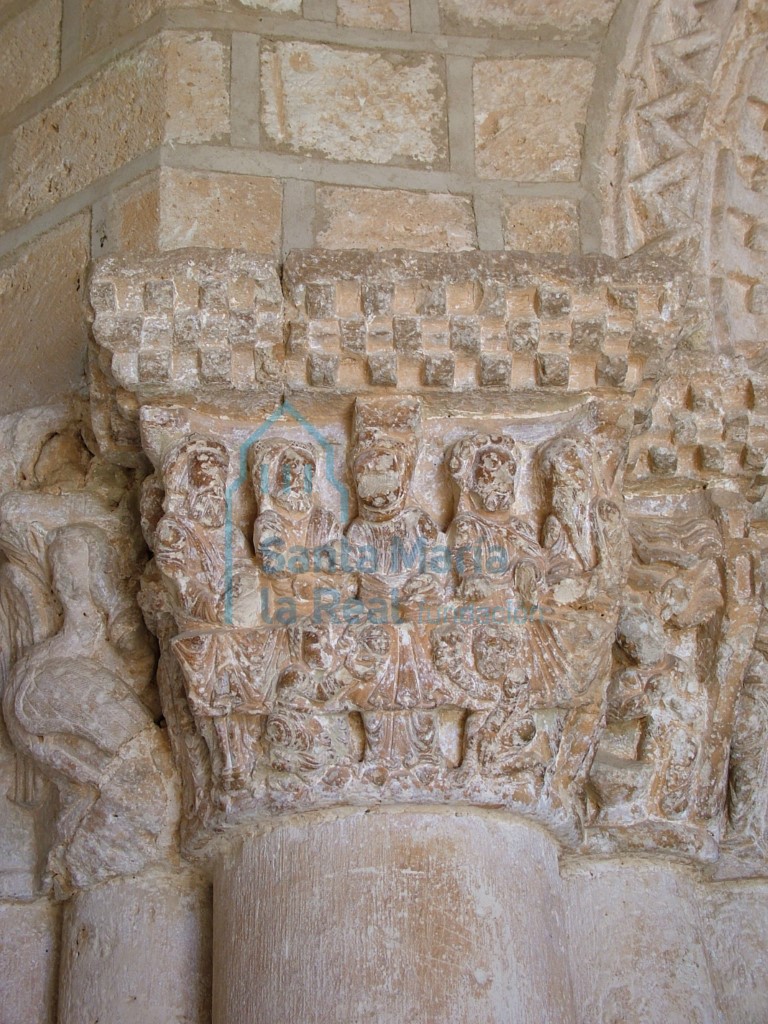Capitel de la portada. Banquete celebrado por Herodes