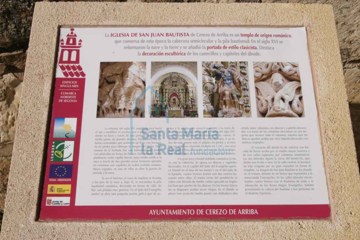 Panel informativo de la iglesia