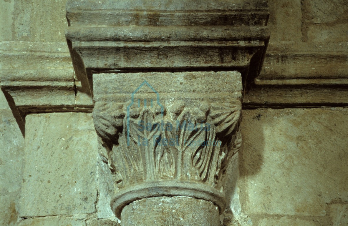 Detalle de la decoración de un capitel Detalle de la decoración de un capitel