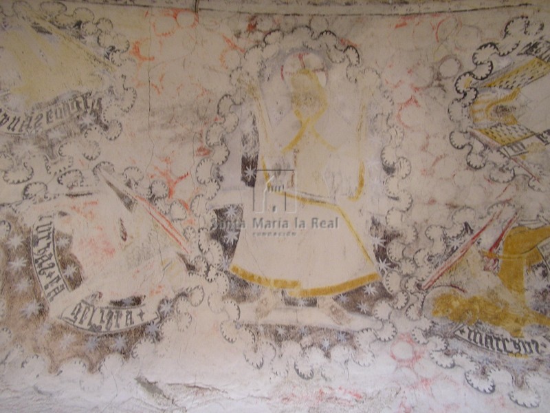 Restos de pinturas murales en la bóveda del horno del ábside Restos de pinturas murales en la bóveda del horno del ábside
