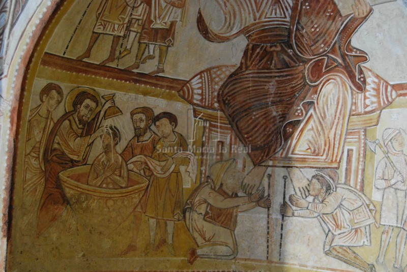 Detalle de la escena del bautismo de Hermógenes